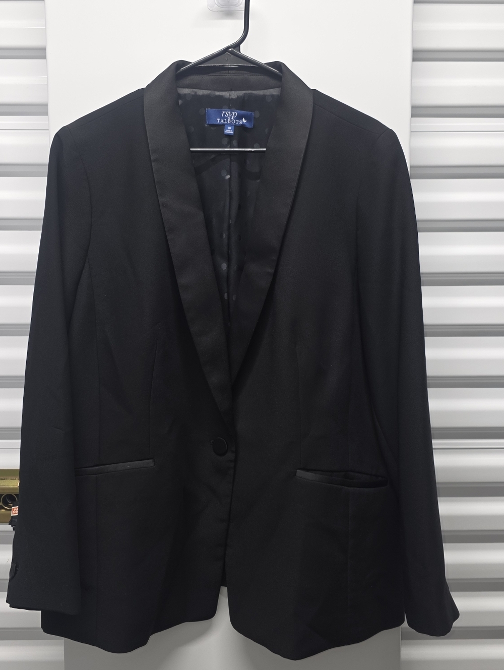 Talbots RSVP Black Satin-Trim Shawl Lapel Blazer Women 18 Formal Office